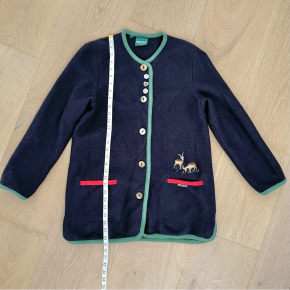 Geiger Austria Wiesn Oktoberfest Jacket Alpine Boiled Wool Cardigan Sweater Coat - Picture 8 of 16